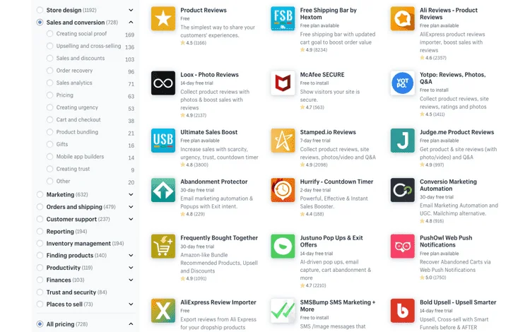 Shopify App Store Research